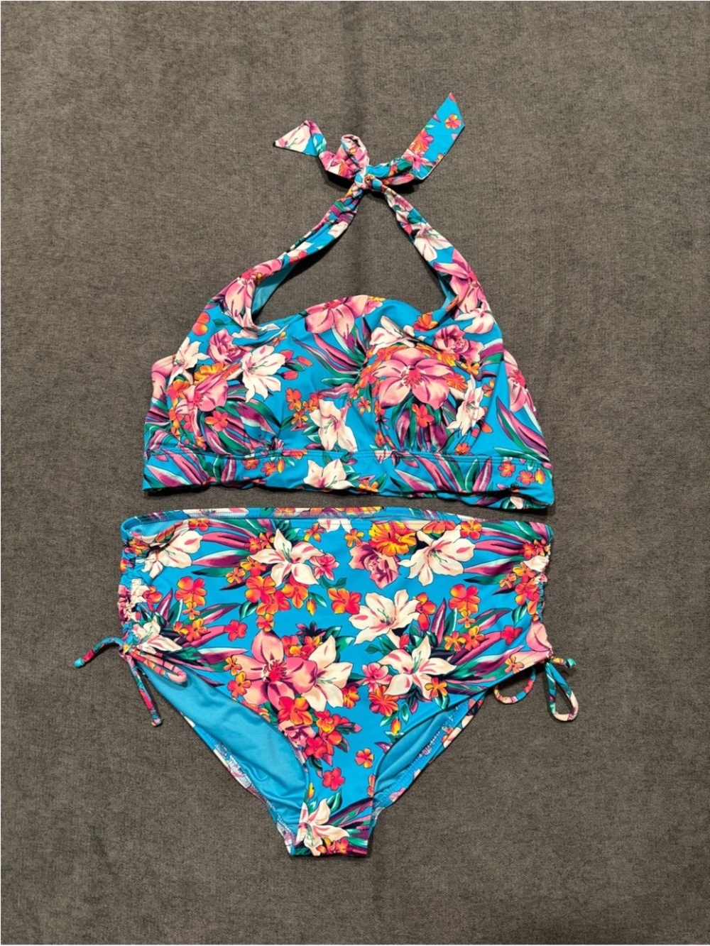 🍉 XL Lands' End Turquoise Floral Two-Piece Swim Set